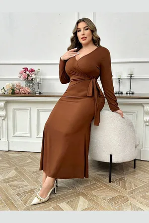 JC Mode Women Plus Size V-Neck Maxi Dress