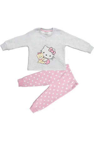 Clothe Funn Girls Printed Round Neck Long Sleeves Pure Cotton Sweatshirt With Jogger
