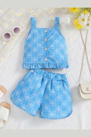 LULU & SKY Girls Printed Sleeveless Top with Shorts