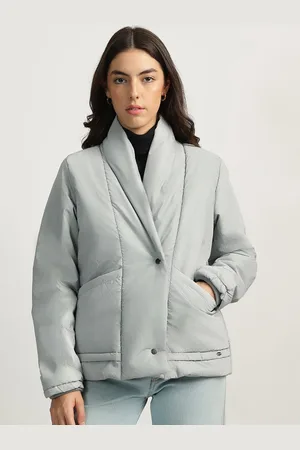 Elle Women Shawl Collar Solid Casual Padded Jacket