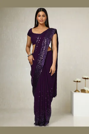 Soch Embellished Sequinned Pure Georgette Heavy Work Saree