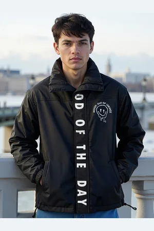 Bewakoof Typography Printed Oversized Windcheater Jacket