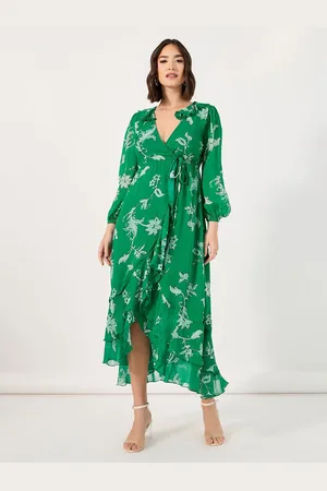 Styli Women Floral Print Ruffle Collar A-Line Maxi Dress