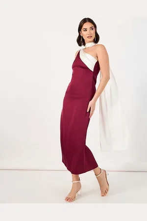 Styli Women One Shoulder Colorblocked Sheath Midi Dress