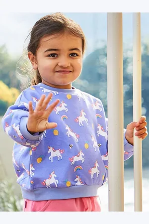 LULU & SKY Girls Printed Round Neck Sweatshirt