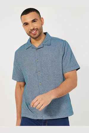 Styli Relaxed Fit Geometric Self Design Resort Collar Casual Shirt