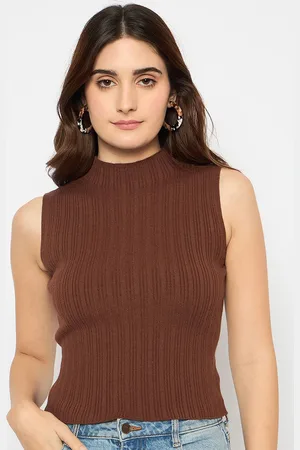 MADAME Women Ribbed Sleeveless Pullover
