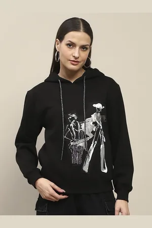 MADAME Women Printed Hooded Sweatshirt