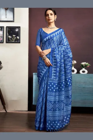 Kalini Women Printed Batik Saree With Blouse Piece