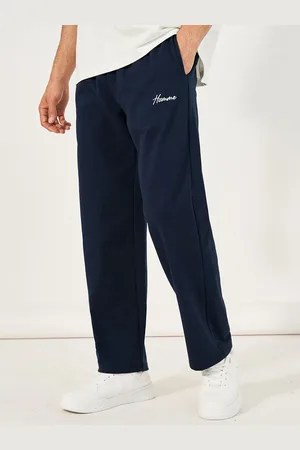Styli Men Open Hem Relaxed Fit Jogger with Minimal Embroidery