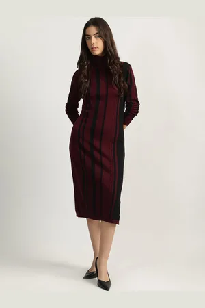 ICONIC Women Striped Cotton Jumper Dress