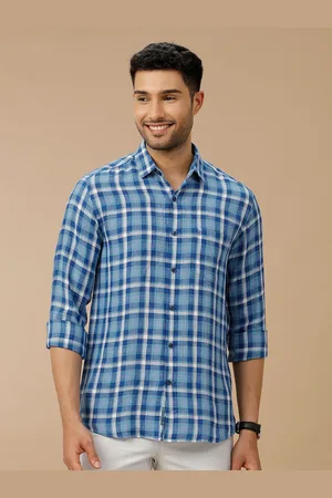 Linen Club Men Contemporary Slim Fit Checked Opaque Linen Casual Shirt