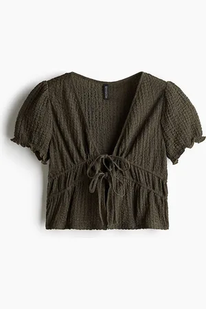 H&M Women Tie-Detail Crinkled Top
