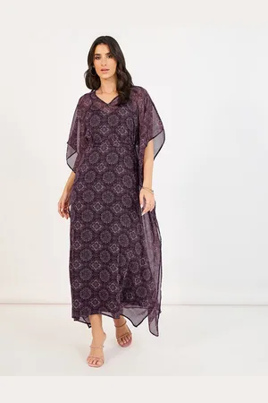 Styli Women Ethnic Print V-Neck Kimono Sleeves Kaftan Maxi Dress
