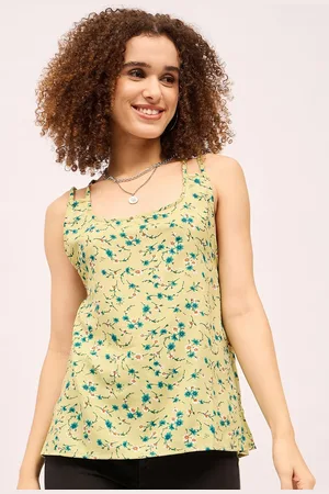 Mayra Women Floral Printed Cotton Styled Back Top
