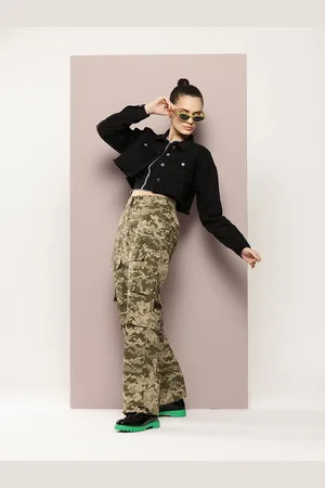 Kook N Keech Women Camouflage Printed Cargos Trousers