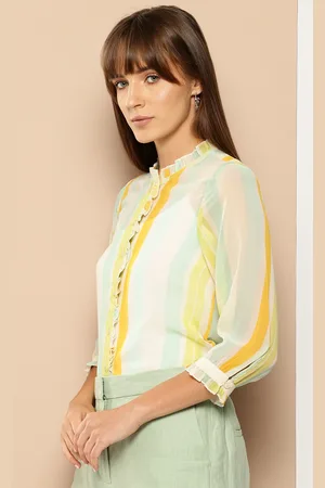 Invictus Striped Ruffles Shirt Style Top