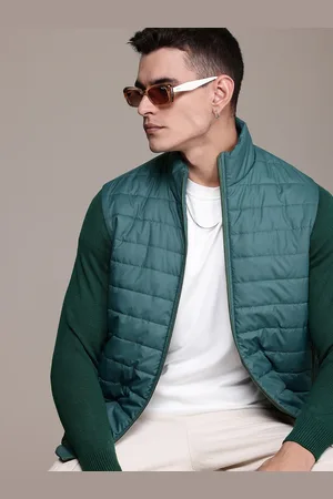 Roadster The Life Co. Ribbed Sleeves Mock Collar Padded Jacket