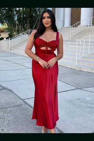 LULU & SKY Women Shoulder Straps Cut-Outs Maxi Dress