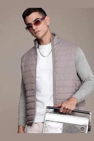 Roadster The Life Co. Ribbed Sleeves Mock Collar Padded Jacket