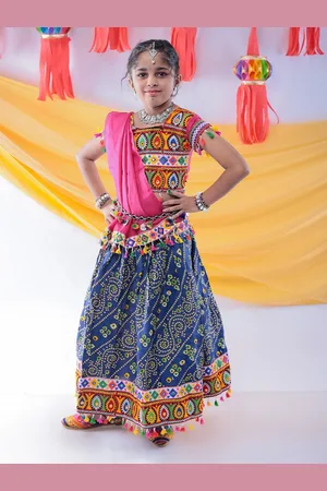 Banjara Girls Embroidered Ready to Wear Cotton Lehenga & Blouse With Dupatta