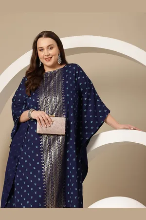Sztori Plus Size Floral Printed Flared Sleeves Floral Kaftan Kurta
