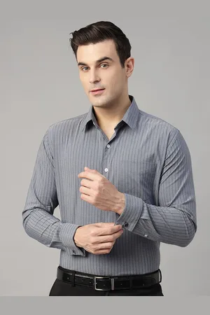 HANCOCK Men Standard Slim Fit French Cuff Stretchable Formal Shirt