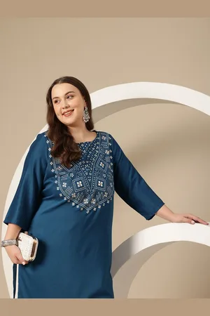 Sztori Plus Size Geometric Printed Kurta