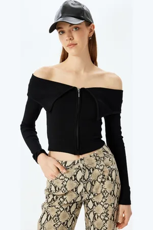 Koton Women Solid Off-Shoulder Top
