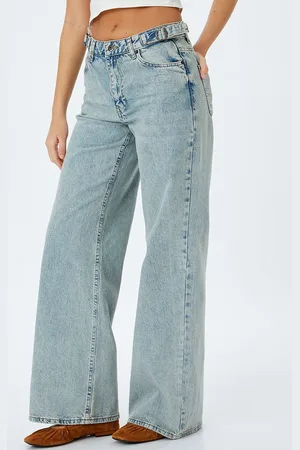 Koton Women Light Fade Mid-Rise Wide Leg Jeans
