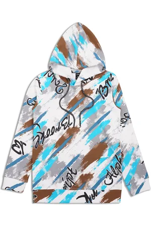 CAVIO Boys Typography Printed Hood Cotton Pullover Sweatshirt