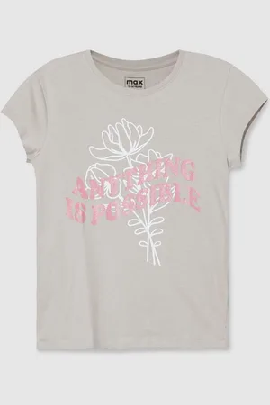 Max Collection Girls Typography Printed Round Neck Cotton T-shirt