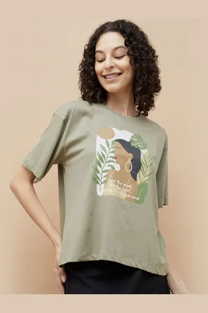 Lifestyle Women Graphic Printed Round Neck Cotton Relaxed Fit T-shirt