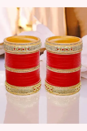Lucky Jewellery Set Of 60 Stone Studded Bridal Bangles