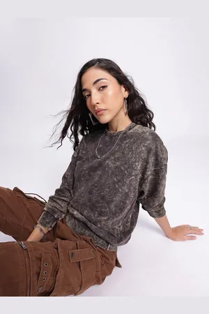 DressBerry Tie-Dye Washed Effect Drop-Shoulder Sleeves Pullover