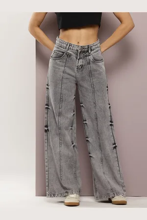 Kook N Keech Women Wide Leg Panelled Jeans