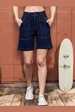 DressBerry Women Regular Fit High-Rise Denim Shorts