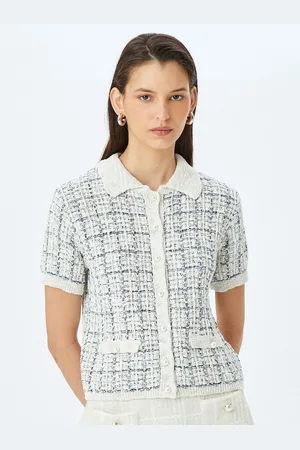 Koton Women Checked Lapel Collar Sweaters
