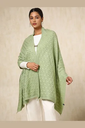 Soch Womens Light Green Acrylic Woven Design Shawl
