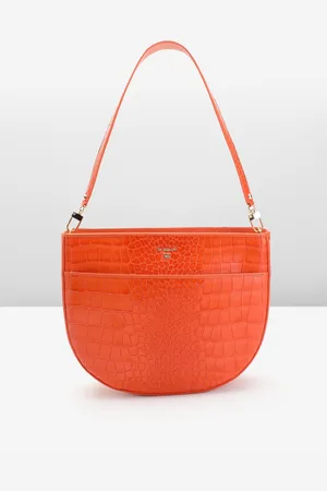 Da Milano Textured Leather Half Moon Shoulder Bag