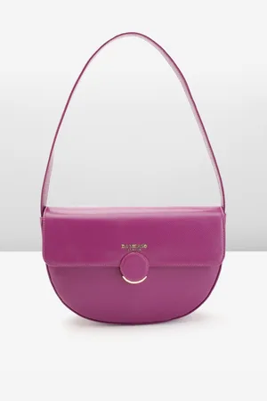 Da Milano Textured Leather Half Moon Shoulder Bag