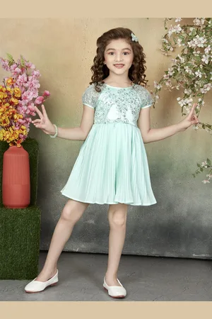 Lil Peacock Girls Round Neck A-Line Dress