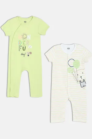 MINI KLUB Infant Boys Pack Of 2 Printed Pure Cotton Rompers