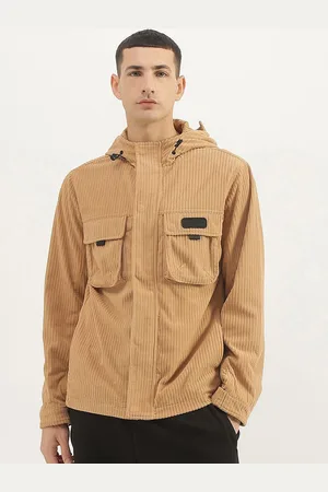 Benetton Men Hooded Self Design Casual Tailored Jacket