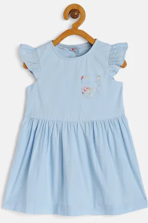 Mothercare Girls Blue Solid Fit and Flare Dress