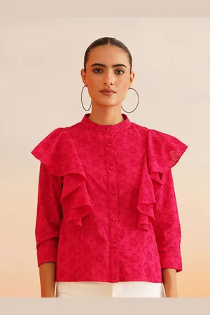BEATNIK Women Self Design Cotton Shirt Style Top