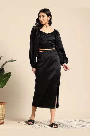 Mast & Harbour Satin Finish Top With Skirt Co-Ord Set