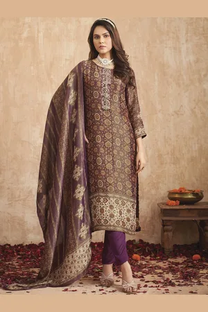 Stylee Lifestyle Floral Printed Sequinned Unstitched Dress Material