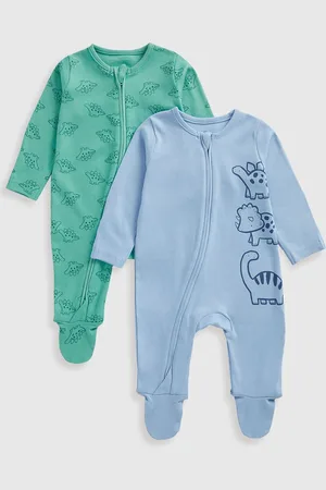Mothercare Boys Pack Of 2 Printed Cotton Sleepsuit