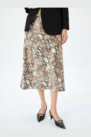 Koton Women Printed A-Line Flare Midi Skirt